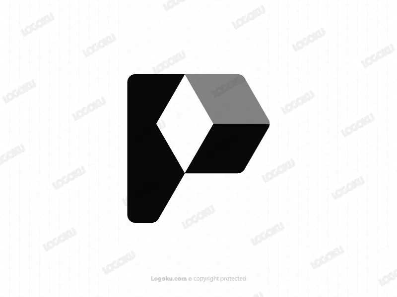 شعار حرف P مكعب