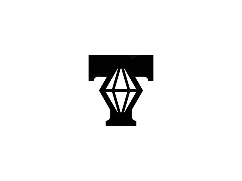 Logotipo De Diamante Con Letra T En Negrita