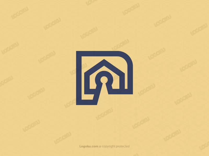 Letter P Home Keyhole Logo
