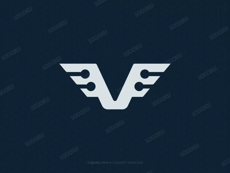 Letter V Technology Wings Logo