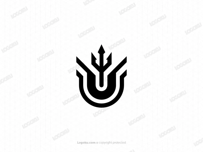 Logo D'icône De Trident De Lettre U