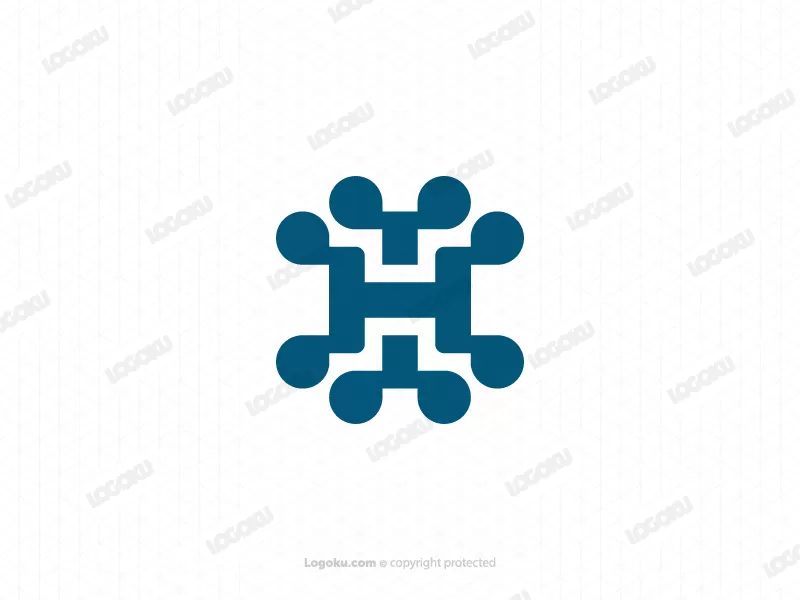 Logotipo Del Monograma De Tecnología Hola Ih