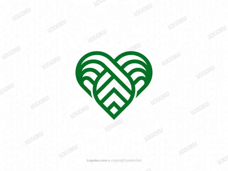 Logotipo Moderno De Hoja De Corazón