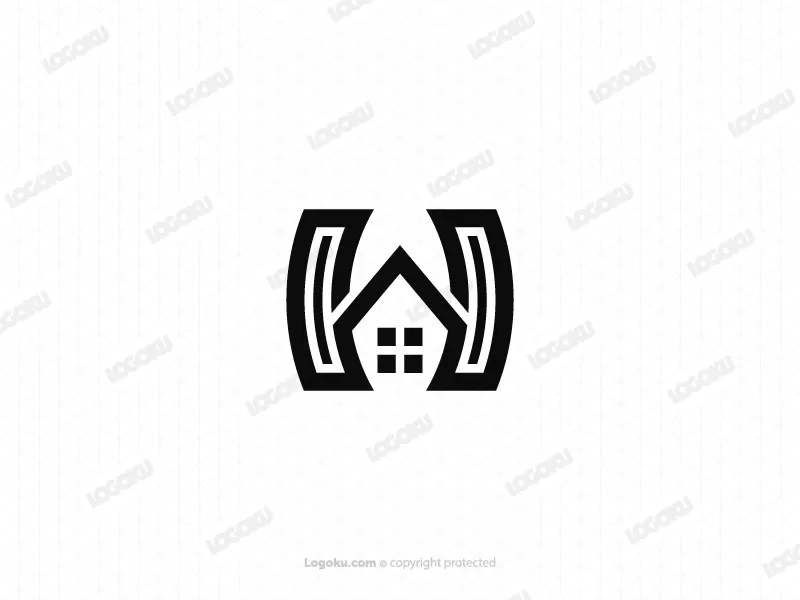 Logotipo único De La Casa Con Letra H