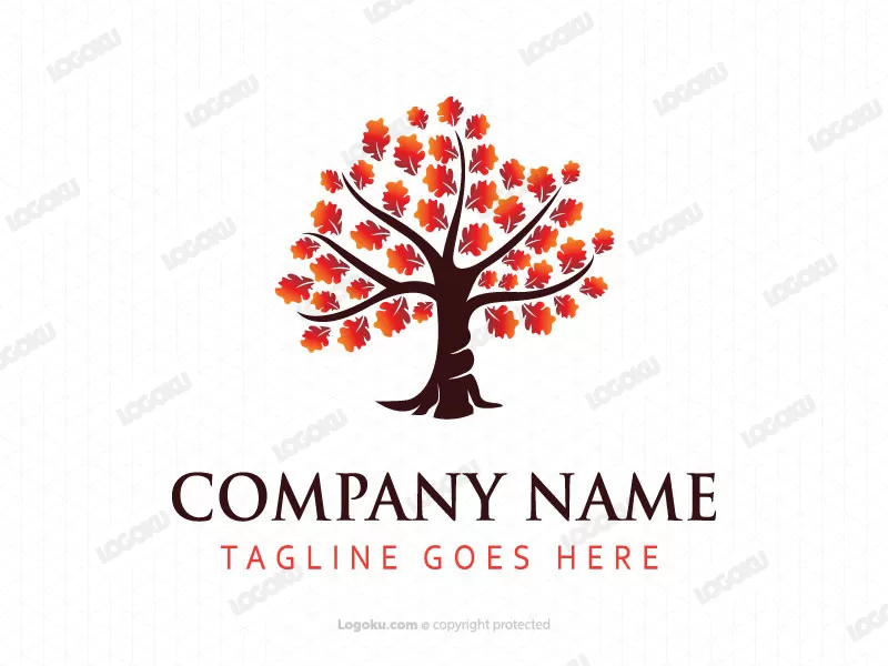 Logotipo Del árbol De Roble Rojo