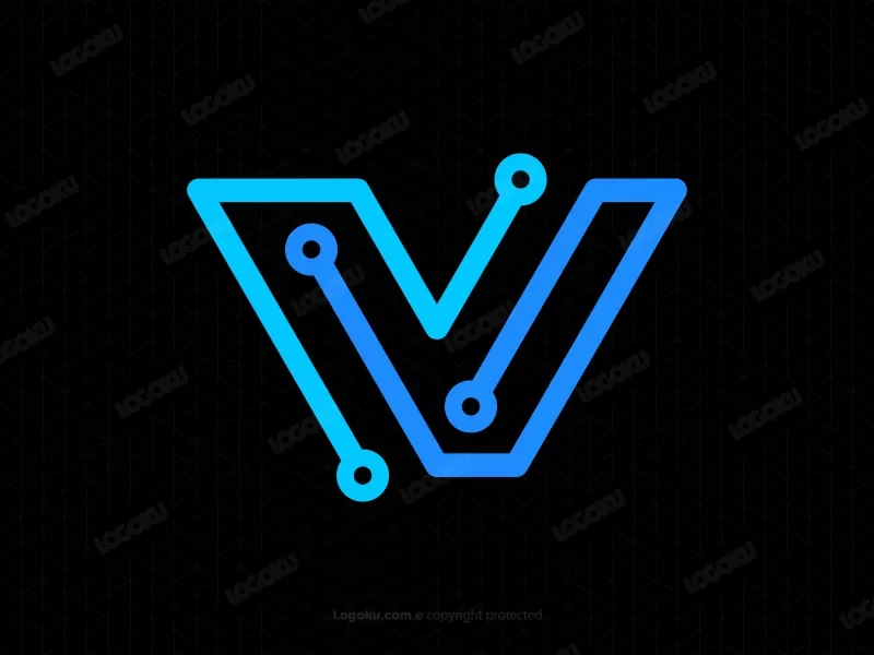 Logotipo De Tecnología De Letra V