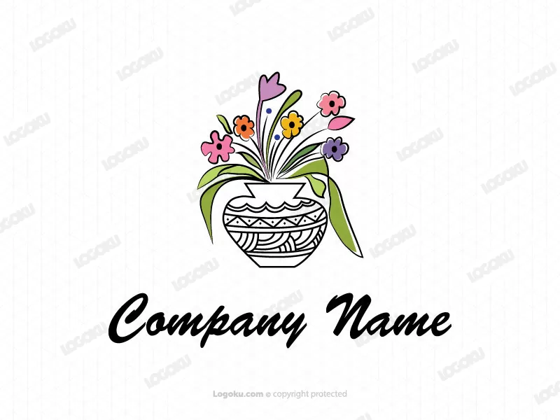 Logo De Pot De Fleur