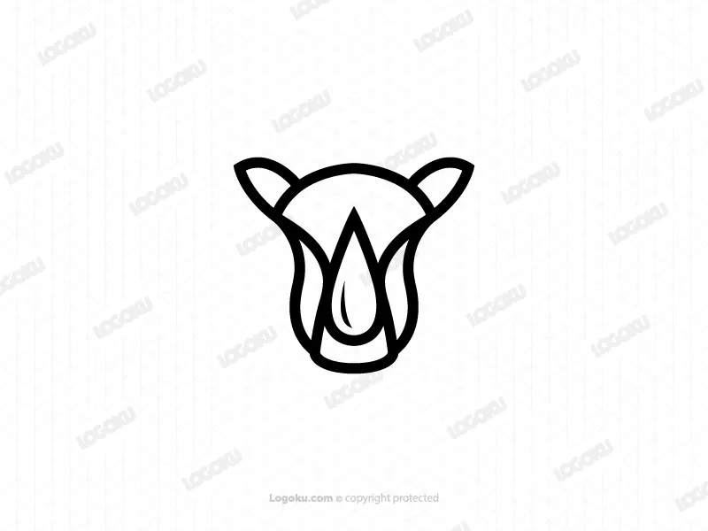 Tête de logo de rhinocéros noir