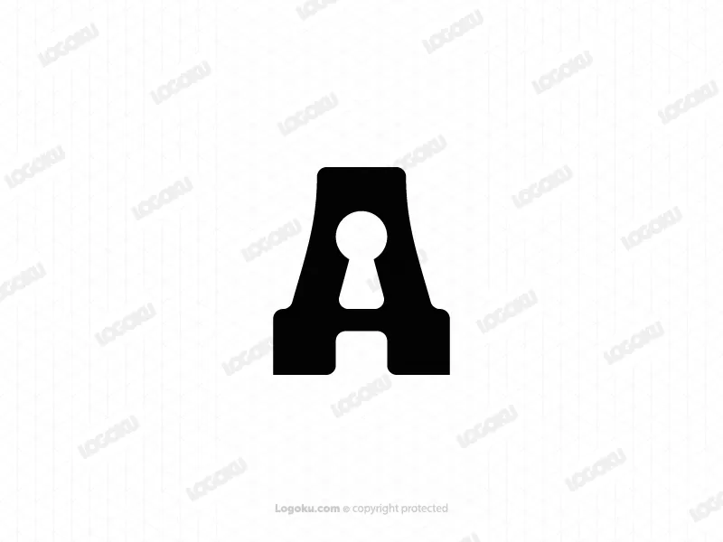 Logotipo minimalista de letra A con ojo de cerradura