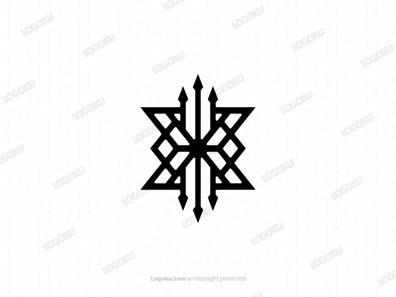Logotipo geométrico inicial X Tridente