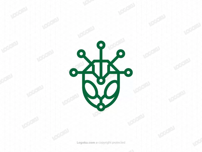 Logo alienígena loco verde