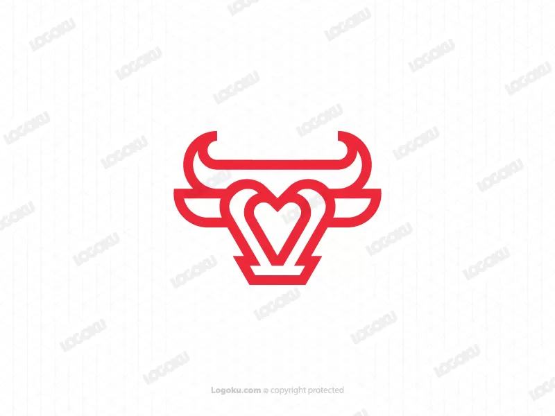 Logo de taureau d'amour rouge