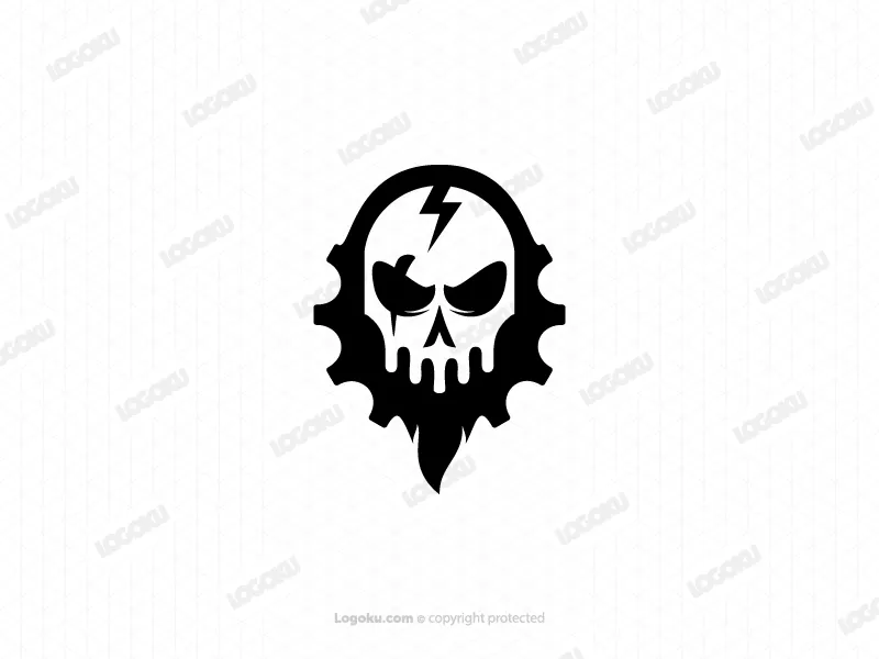 Logotipo del engranaje del cráneo barbudo