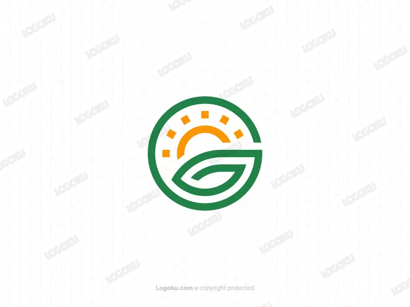 Logotipo de letra G de hoja de sol