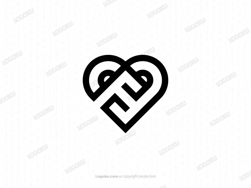 شعار حرف F الحب