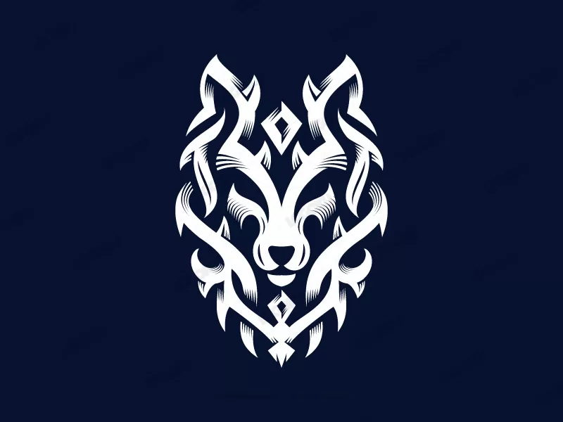 Logotipo De Adorno Tribal De Lobo