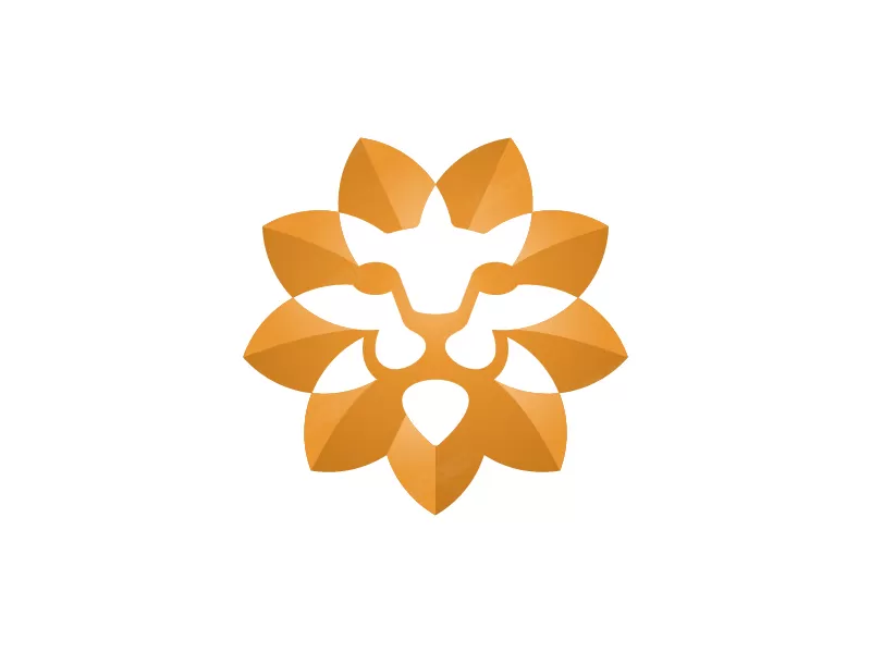 Logotipo De Oro De La Flor Del León