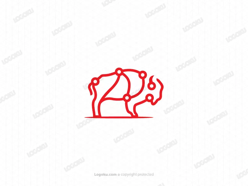 Logotipo de bisonte rojo fresco