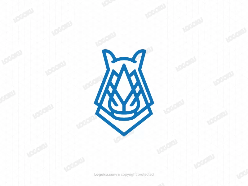 Logotipo De Rinoceronte De Cabeza Azul