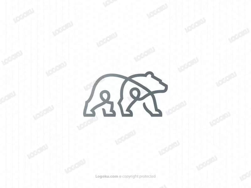 Logotipo del oso valiente plateado