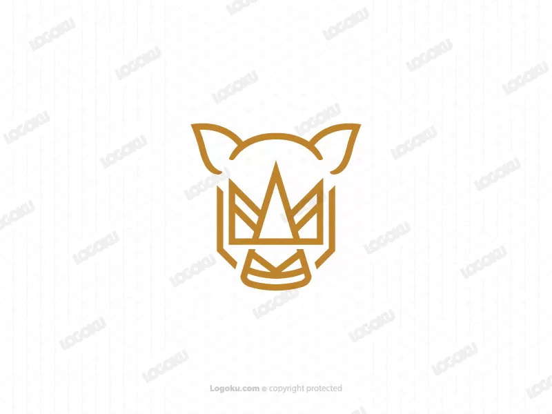 Logo de rhinocéros doré de luxe royal