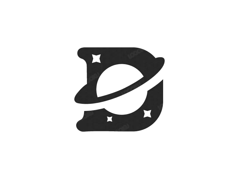 Letter D Space Planet Logo