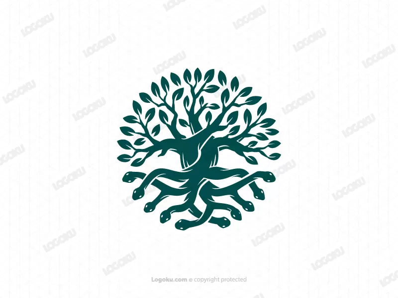 Logo d'arbre de racine de serpent