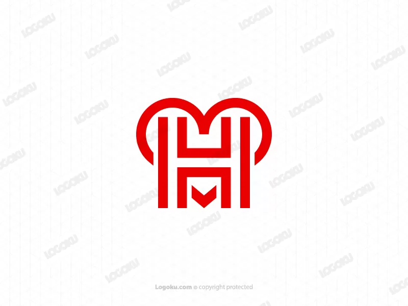 Rotes Liebesbuchstaben-H-Logo