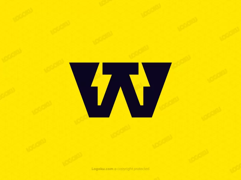 حرف W بسيط شعار البرق