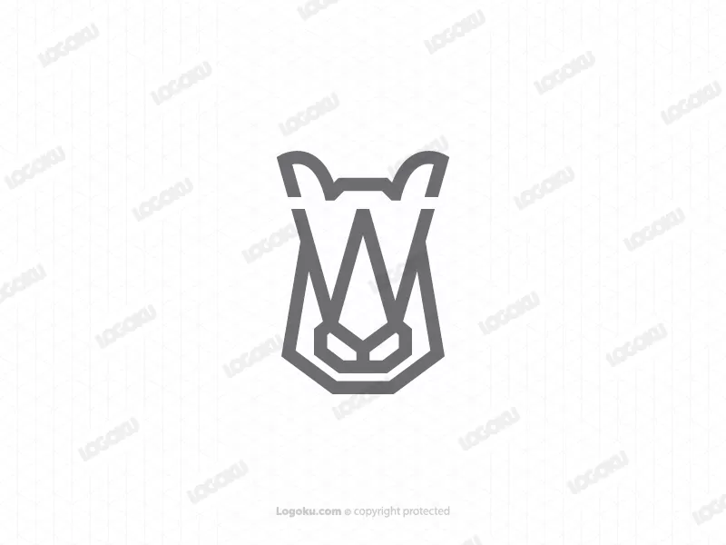 Logo minimaliste du rhinocéros gris