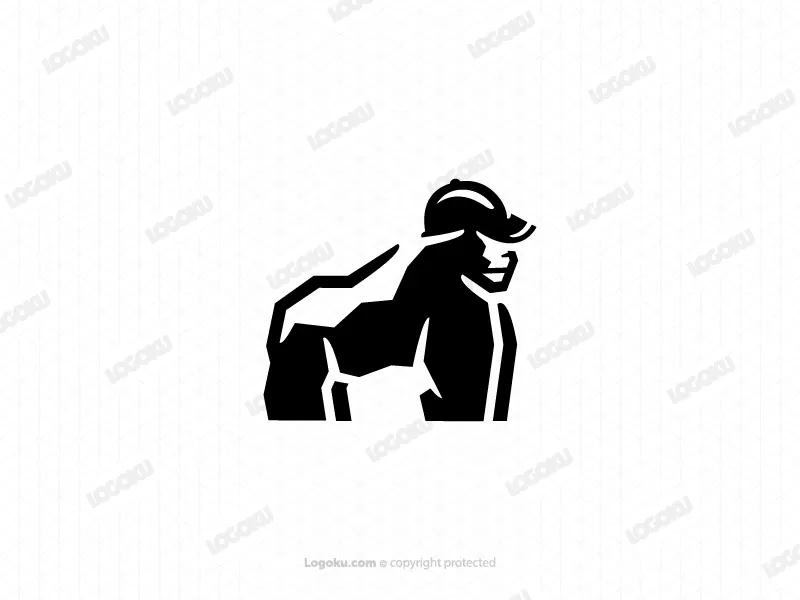 Logo sportif du gorille à dos argenté