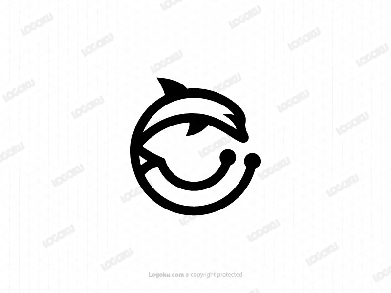 Logotipo De Delfín Fresco Negro