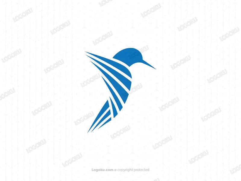 Logotipo minimalista de colibrí azul