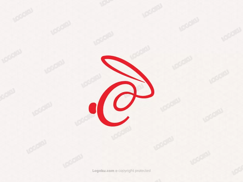 Buchstabe C, rotes Kaninchen-Logo