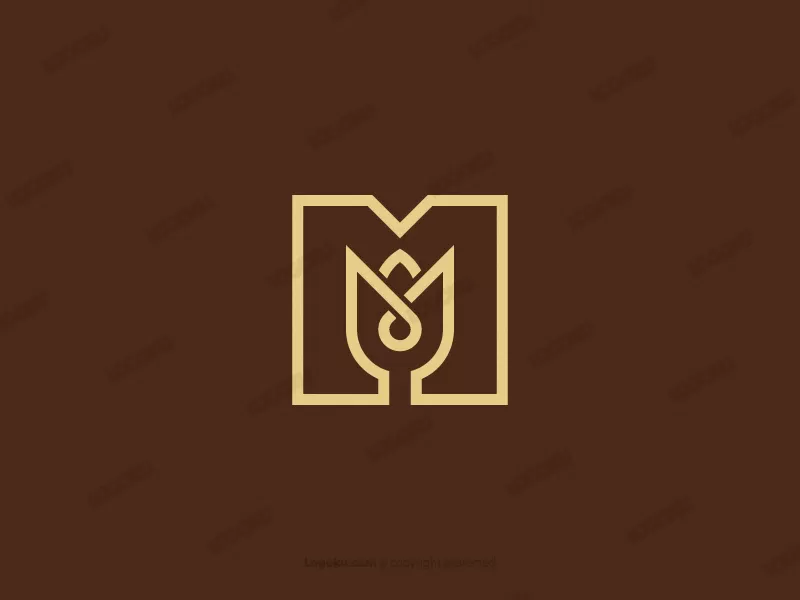 Logotipo De Tulipán Letra M Simple
