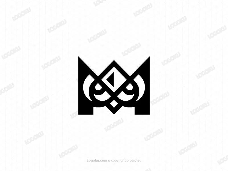 Initial M Owl Diamond Logo