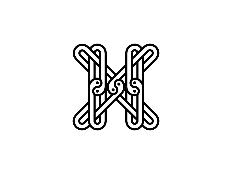 Lettre Xh Hx Yin Yang Logo