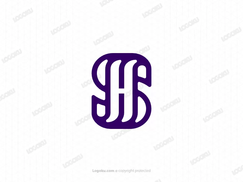 Sh, Buchstabe, Hs, Abzeichnen, Monogramm, Purpleline, Logo