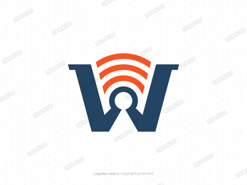 شعار حرف W لإشارة Wifi الحديثة