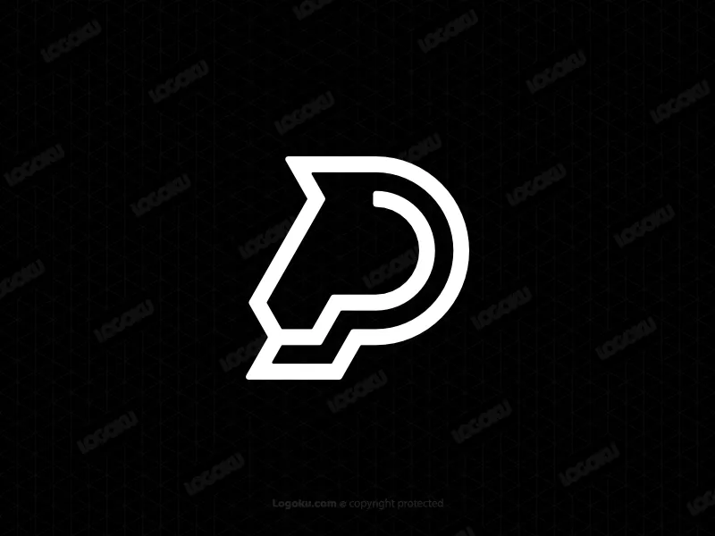 文字pの馬の頭のロゴ