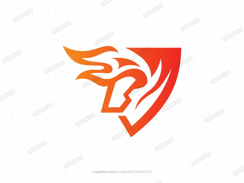 Un Elegante Logo Con Un Cavallo Di Fuoco Ardente