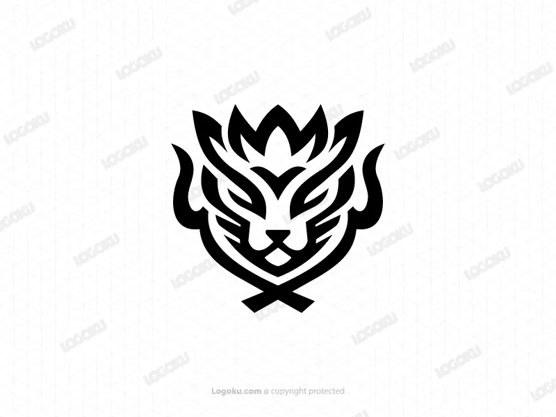 Un Logo Elegante E Iconico Con Il Volto Di Un Leone