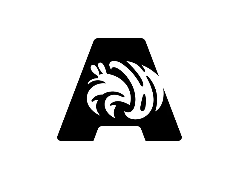 Hermitcrab Buchstabe A Silhouette Logo