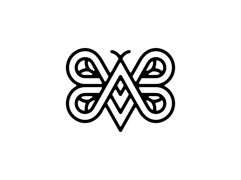 Buchstabe A, Biene, Blatt, Monoline Geometrisches Logo