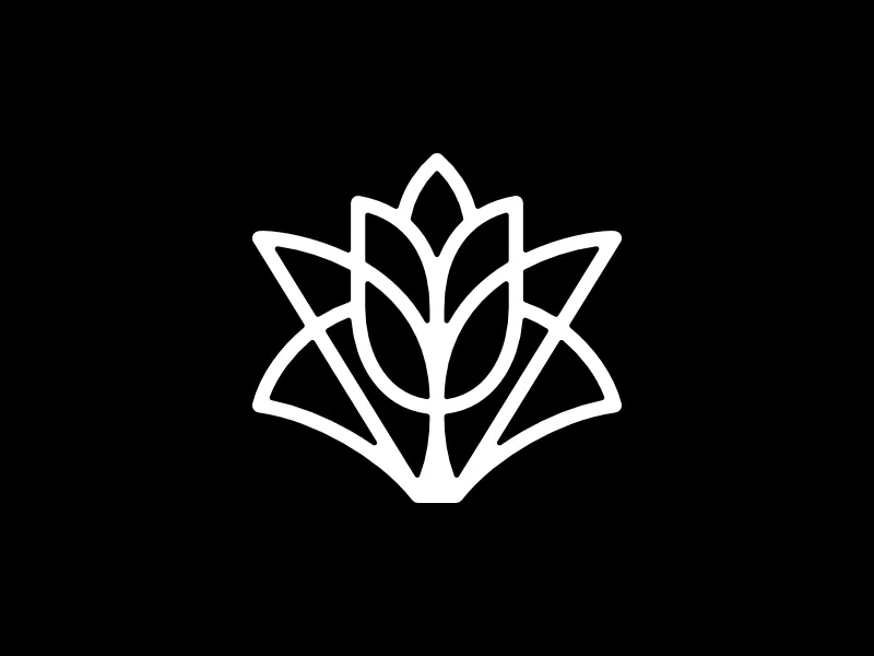 Logo Monolinea Geometrica Con Lettera V, Volpe E Loto
