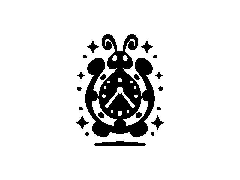 てんとう虫のモノクロロゴ目覚まし時計