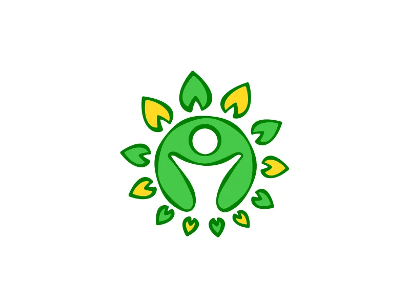 Grünes Happy Man Sun Logo