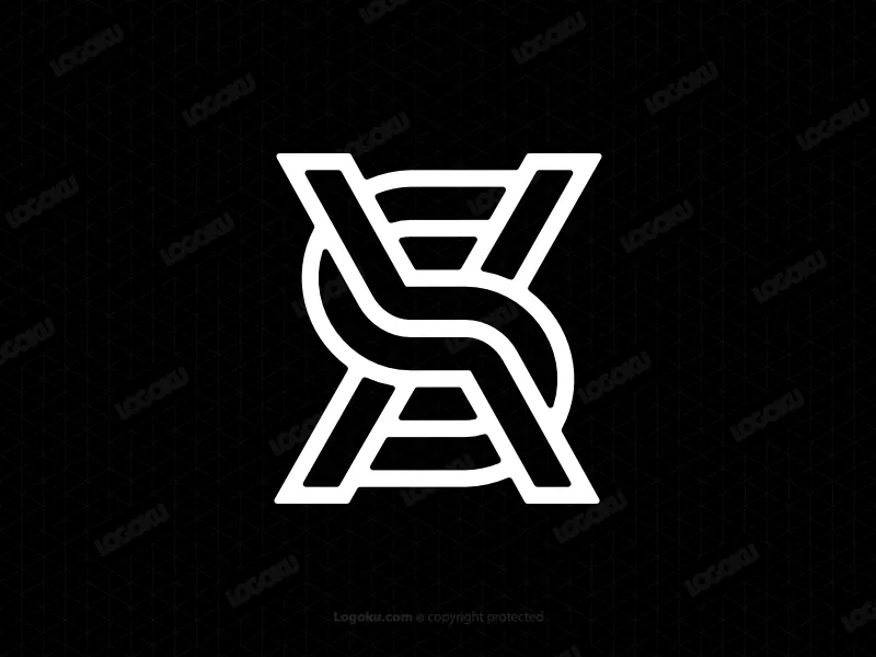 شعار حرف Xs الأولي Sx أحادي الخط