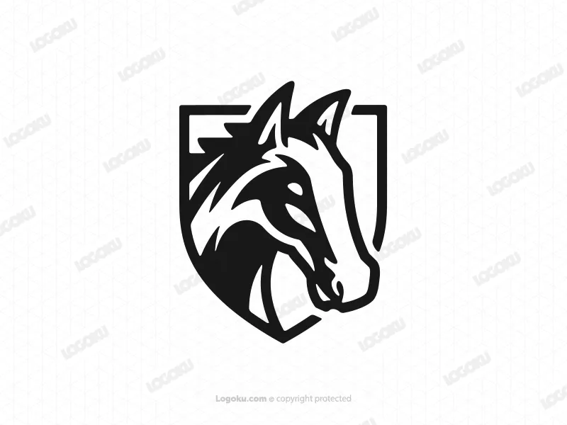 Cavallo Stallone Mustang Scudo Logo Equestre