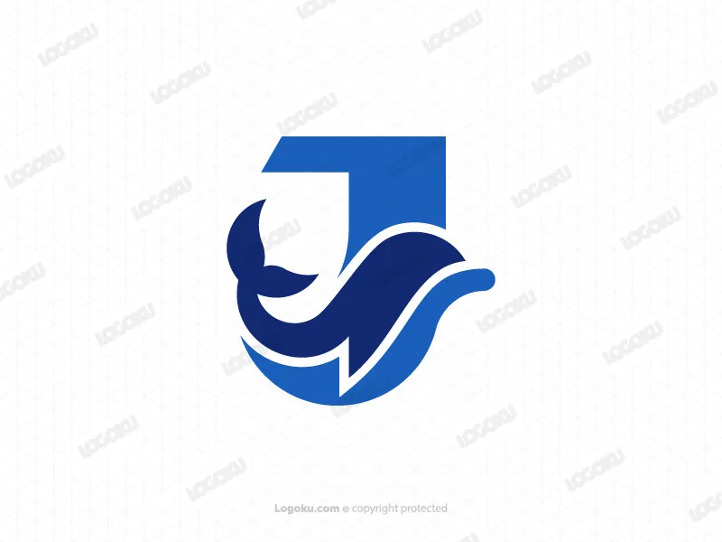 Fröhliches Delfin-logo Mit Dem Buchstaben J